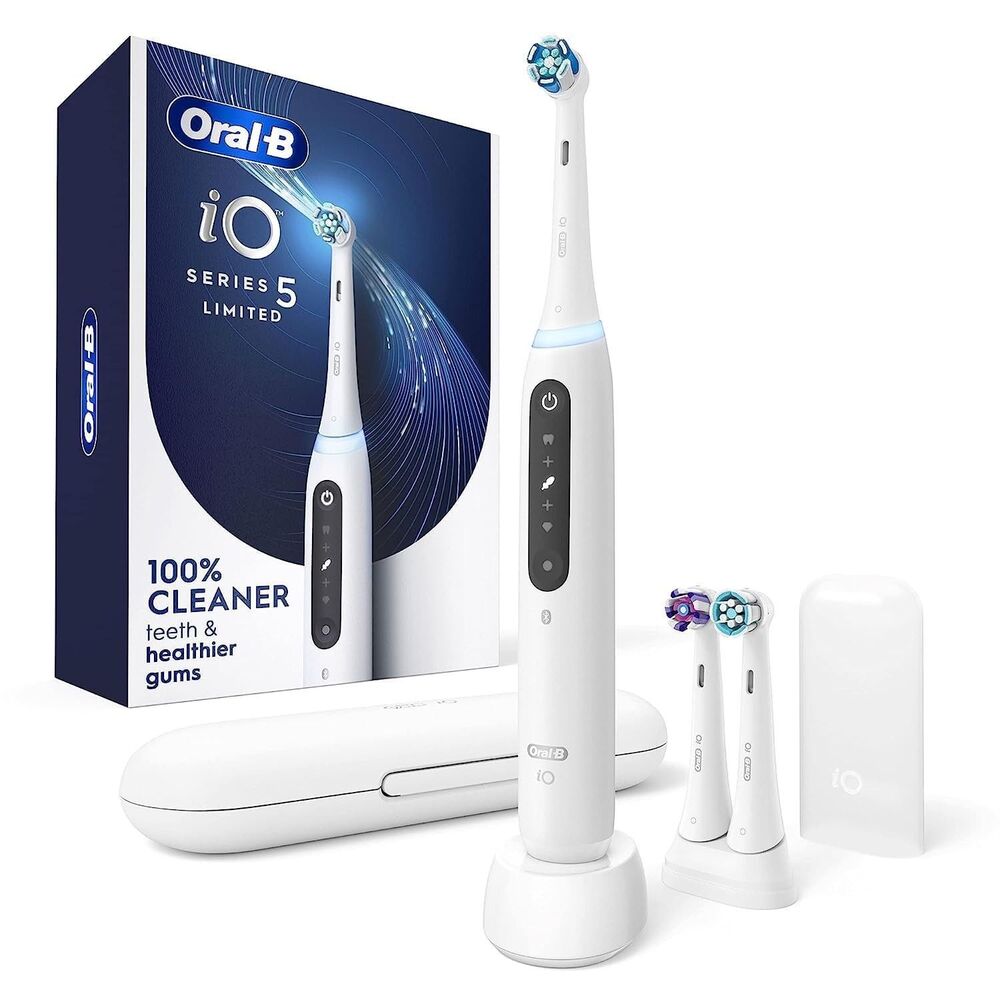 Oral-B iO Series 5 Limited Electric Toothbrush White 3 Brush Heads Travel Case